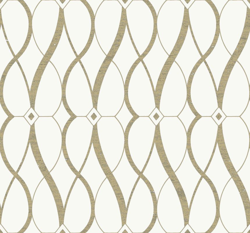 Krémovo-zlatá geometrická vliesová tapeta, MD7171, Modern Metals, York