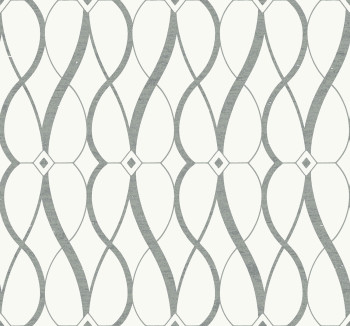 Bielo-strieborná geometrická vliesová tapeta, MD7173, Modern Metals, York