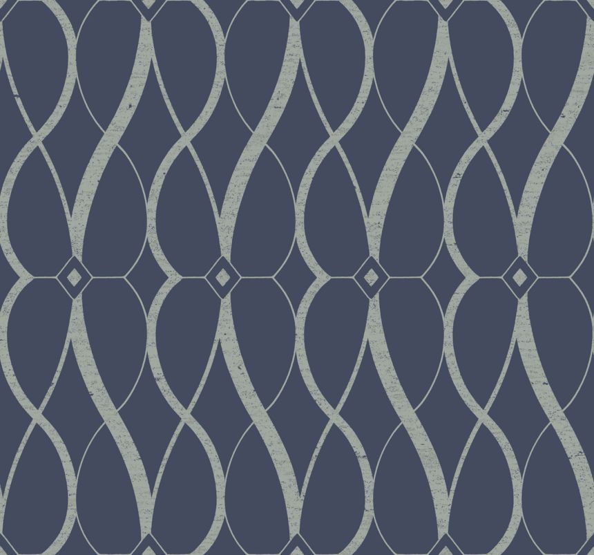 Modro-strieborná geometrická vliesová tapeta, MD7174, Modern Metals, York