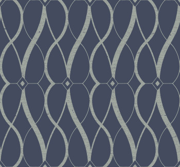 Modro-strieborná geometrická vliesová tapeta, MD7174, Modern Metals, York