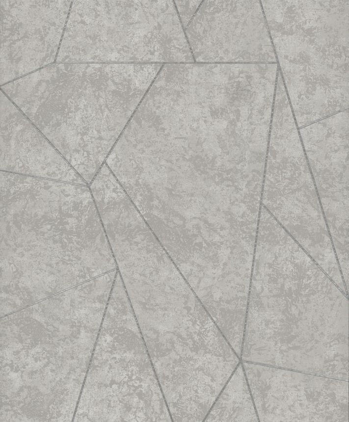 Sivo-strieborná geometrická vliesová tapeta na stenu, NW3503, Modern Metals, York