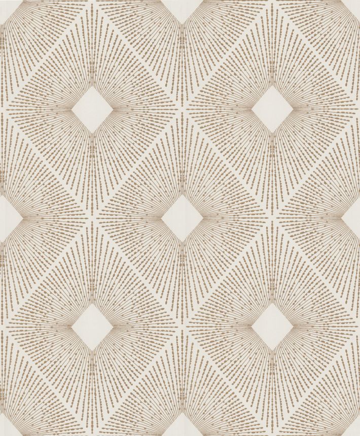 Krémovo-zlatá geometrická vliesová tapeta na stenu, NW3592, Modern Metals, York