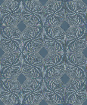 Modro-strieborná geometrická vliesová tapeta na stenu, MD7131, Modern Metals, York