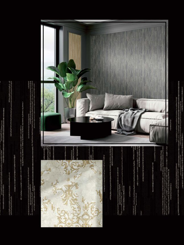 Luxusná sivo-strieborná pruhovaná vliesová tapeta, 47736, Eterna, Parato
