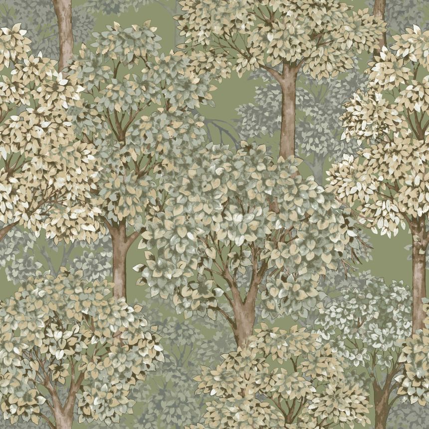Zelená vliesová tapeta na stenu s motívom stromov, 12322, Fiori Country, Parato