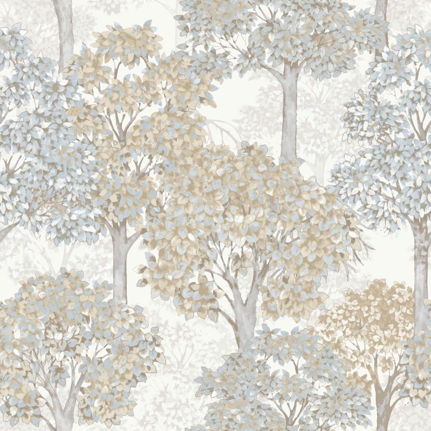 Biela vliesová tapeta na stenu s motívom stromov, 12323, Fiori Country, Parato