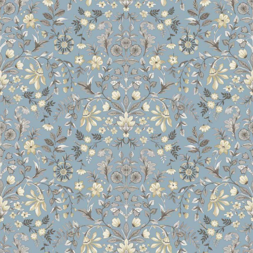 Modrá vliesová tapeta s kvetinovým ornamentálnym vzorom, 12326, Fiori Country, Parato