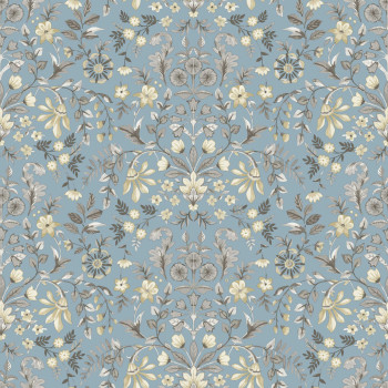 Modrá vliesová tapeta s kvetinovým ornamentálnym vzorom, 12326, Fiori Country, Parato