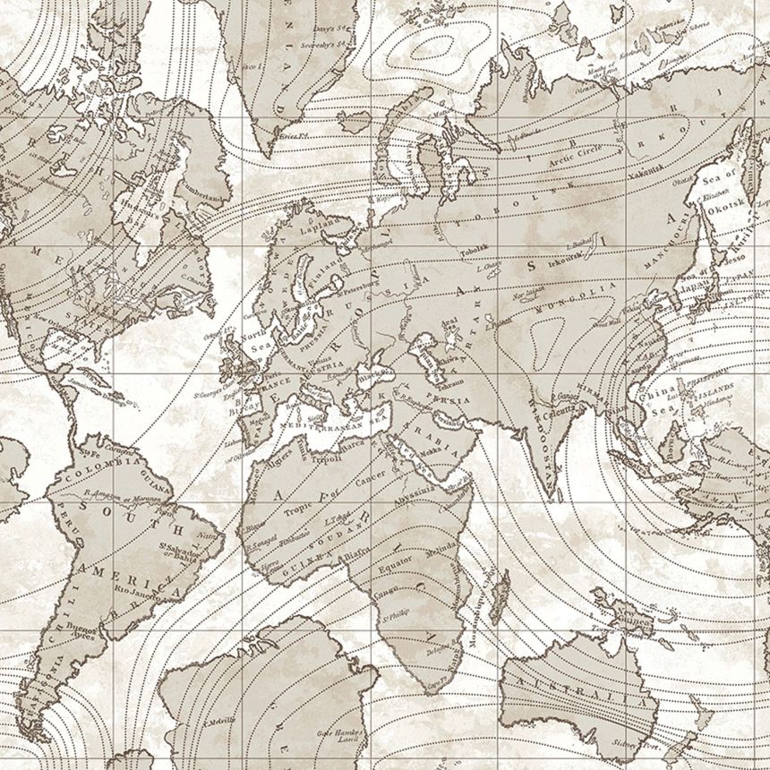 Krémovo-zlatá vliesová tapeta s mapou sveta, 16657, Friends & Coffee, Cristiana Masi by Parato