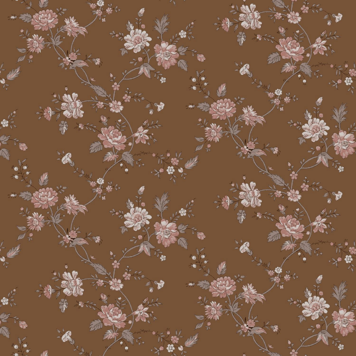 Hnedá vliesová kvetinová tapeta na stenu, 139286, Vintage Flowers, Esta Home