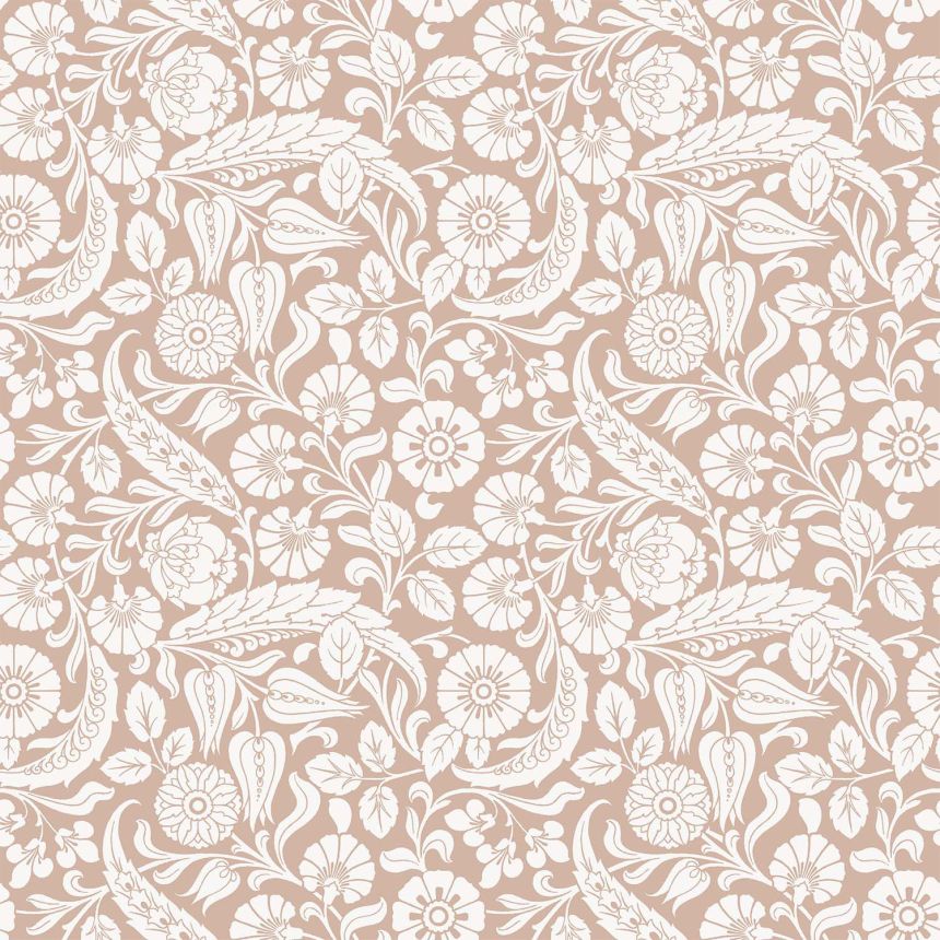 Béžová vliesová kvetinová tapeta na stenu, 139330, Vintage Flowers, Esta Home