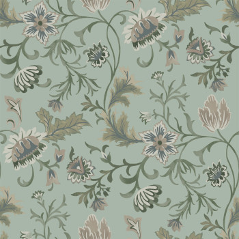 Sivo-modrá vliesová kvetinová tapeta na stenu, 139413, Vintage Flowers, Esta Home
