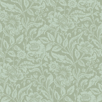 Zelená vliesová kvetinová tapeta na stenu, 139428, Vintage Flowers, Esta Home