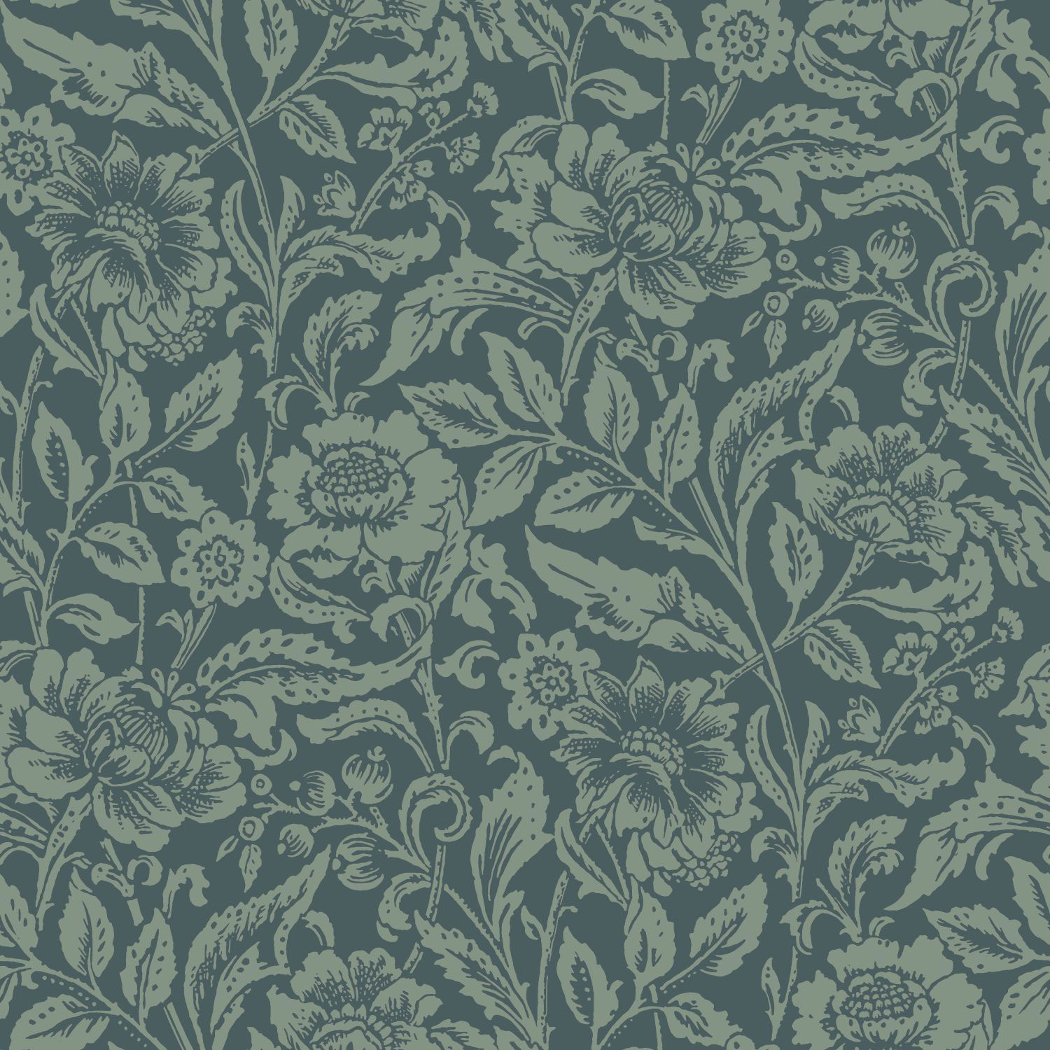 Modrá vliesová kvetinová tapeta na stenu, 139429, Vintage Flowers, Esta Home