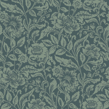 Modrá vliesová kvetinová tapeta na stenu, 139429, Vintage Flowers, Esta Home