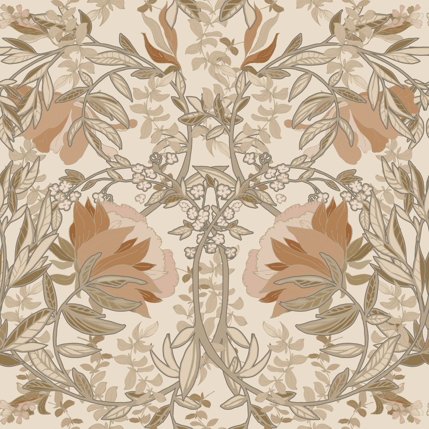 Secesná vliesová kvetinová tapeta na stenu, 139459, Vintage Flowers, Esta Home