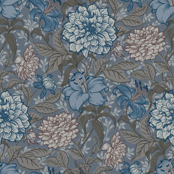 Sivá vliesová kvetinová tapeta na stenu, 139480, Vintage Flowers, Esta Home