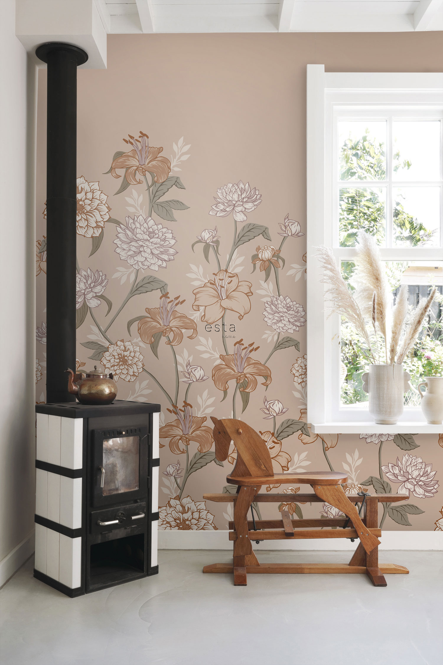 Vliesová kvetinová fototapeta na stenu, 159210, Vintage Flowers, Esta Home