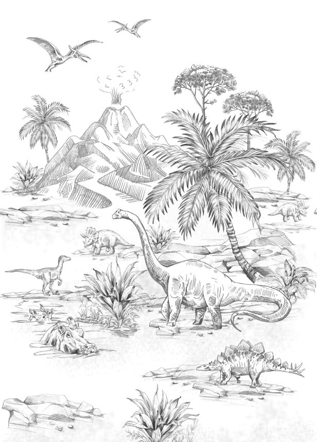 Detská vliesová fototapeta s dinosaurami, 159237, To the Moon and Back, Esta Home