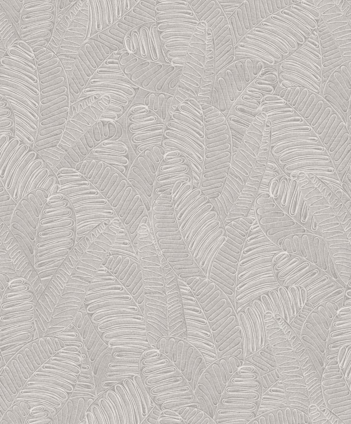 Sivo-béžová vliesová tapeta s listami, SPI103, Spirit of Nature, Khroma by Masureel