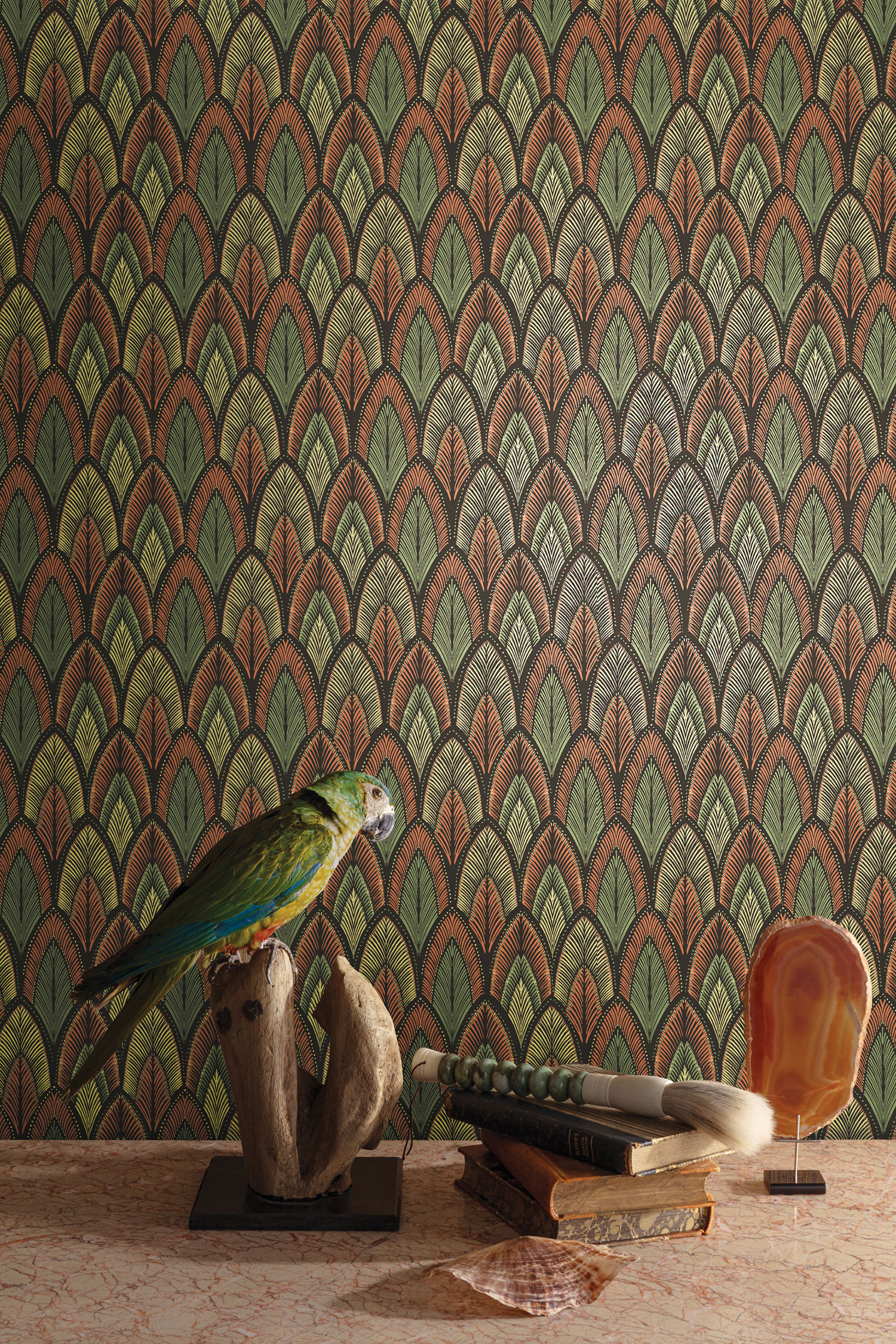 Hnedo-modrá vliesová tapeta s listami, SUM406, Summer, Khroma by Masureel