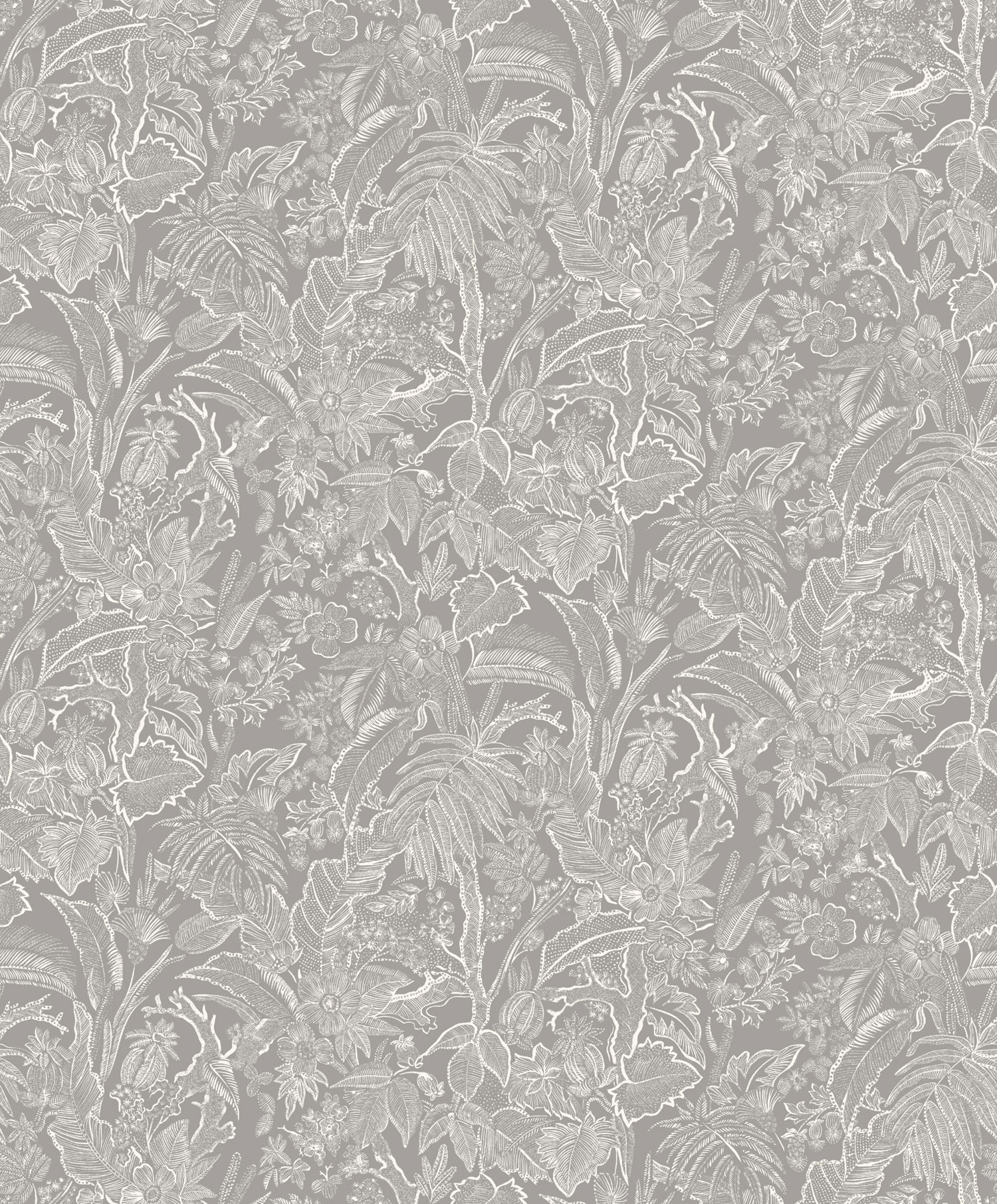 Sivo-strieborná vliesová tapeta s kvetinami a listami, SUM501, Summer, Khroma by Masureel