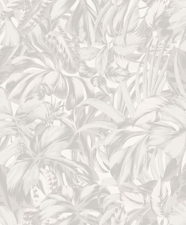 Sivo-biela vliesová tapeta s listami, ZEN101, Zen, Zoom by Masureel