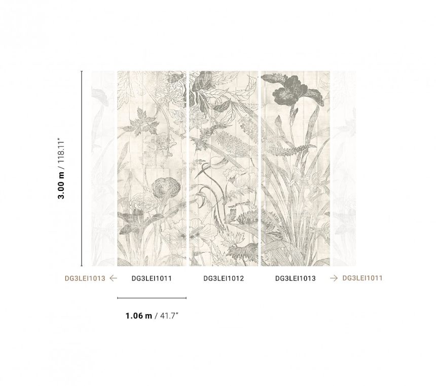 Vliesová fototapeta na stenu, Kvety, listy, DG3LEI1011, Wall Designs III, Khroma by Masureel