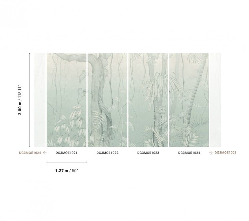 Sivo-modrá vliesová fototapeta, Listy, stromy, DG3MOE1022, Wall Designs III, Khroma by Masureel