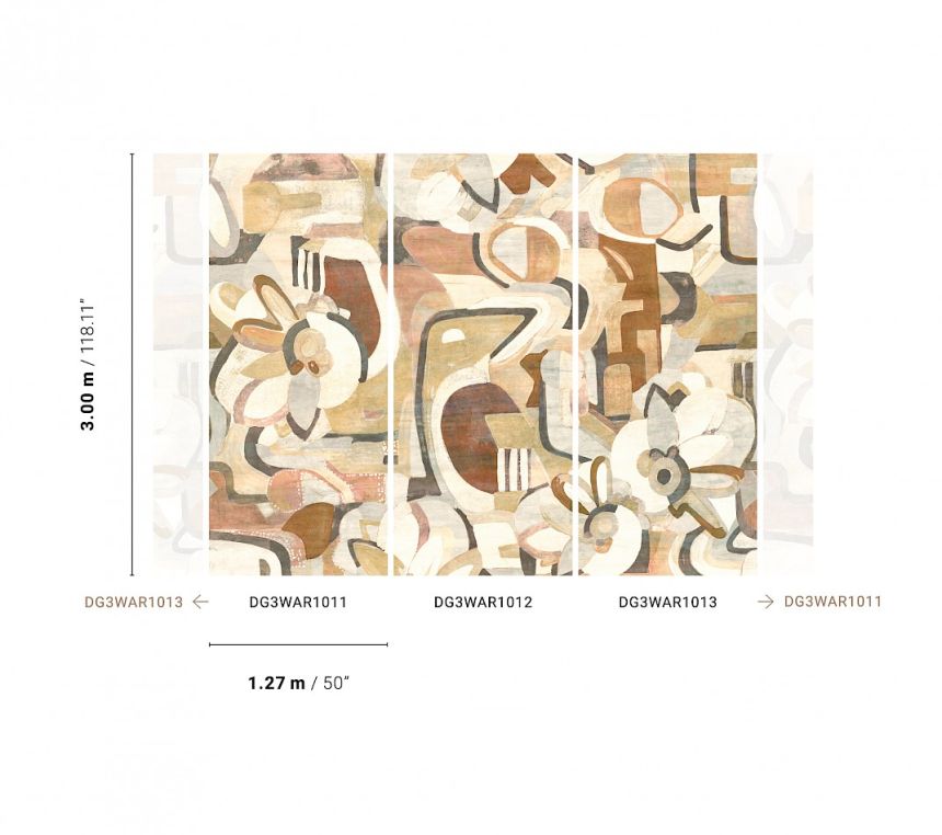 Hnedo-béžová grafická vliesová fototapeta, DG3WAR1012, Wall Designs III, Khroma by Masureel