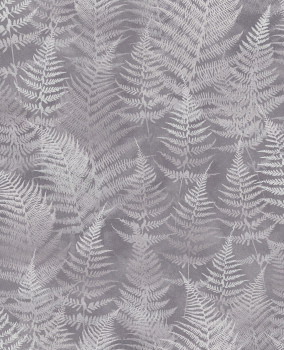Sivo-strieborná vliesová tapeta na stenu, listy papradí, 120368, Wiltshire Meadow, Clarissa Hulse