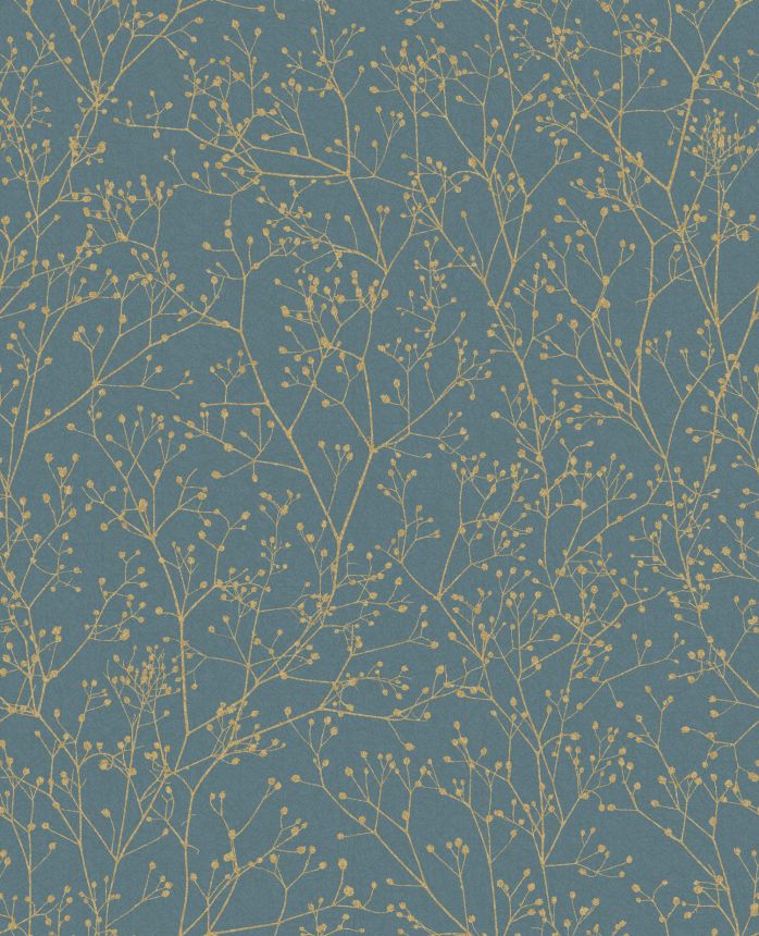 Modro-zlatá vliesová tapeta na stenu, kvety, 120384, Wiltshire Meadow, Clarissa Hulse