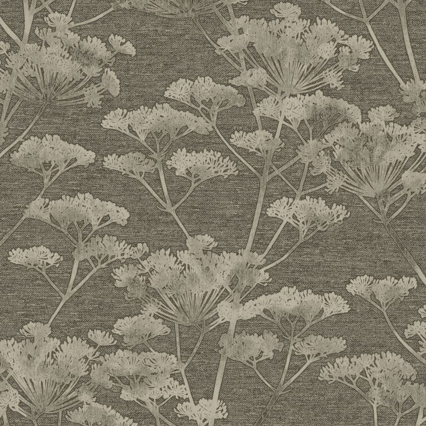 Sivo-strieborná vliesová tapeta na stenu, trávy, kvety, 119966, Indulgence, Graham Brown Boutique