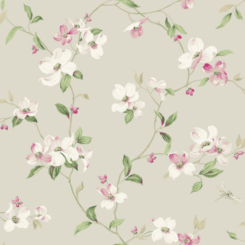 Béžová vliesová tapeta s kvetinami a vážkami, BL1763, Blooms Second Edition Resource Library, York