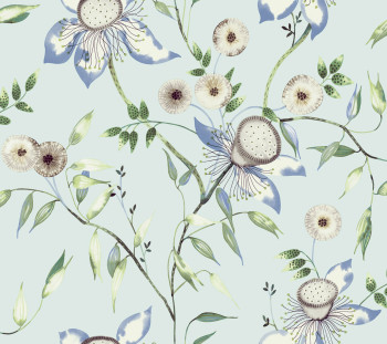 Svetlomodrá vliesová kvetinová tapeta, BL1792, Blooms Second Edition Resource Library, York