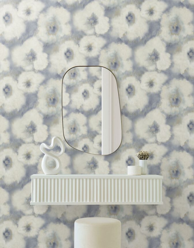 Modro-béžová kvetinová vliesová tapeta na stenu, EV3964, Candice Olson Casual Elegance, York