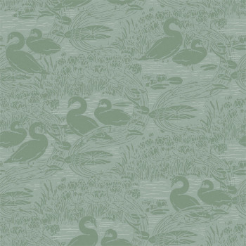 Zelená vliesová tapeta na stenu, príroda, labute, 118472, Laura Ashley 3