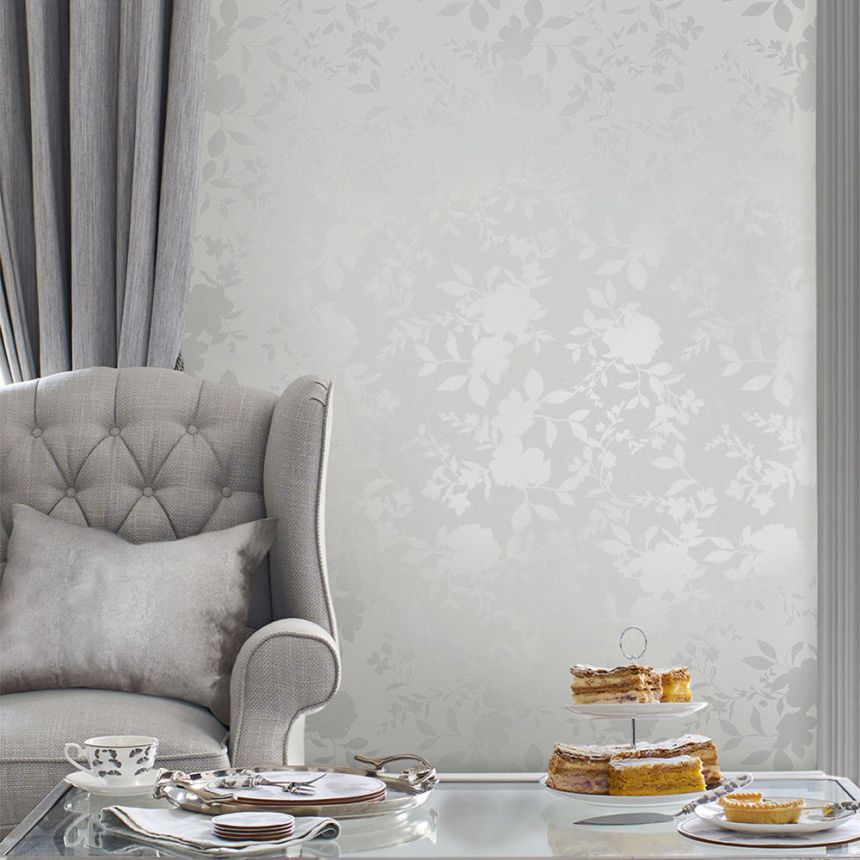Sivo-strieborná kvetinová vliesová tapeta, 118485, Laura Ashley 3