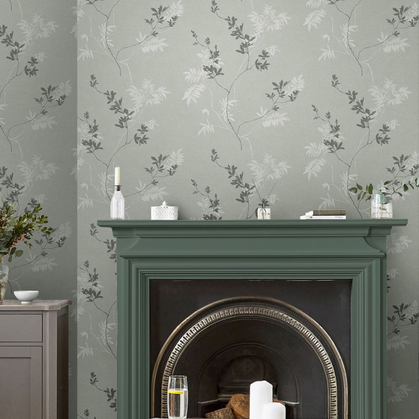 Zelená vliesová tapeta s vetvičkami a listami, 119840, Laura Ashley 3