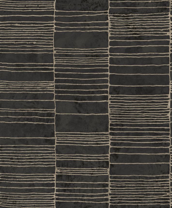 Luxusná čierna geometrická vliesová tapeta,  57408 Aurum II Limonta