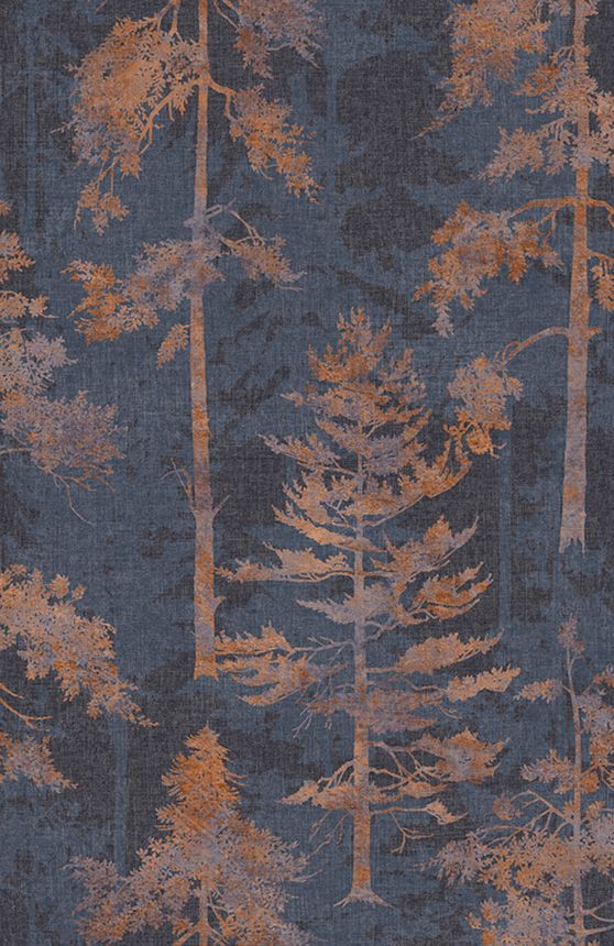 Modro-hnedá vliesová tapeta, les, stromy, 121427, New Eden, Graham&Brown Premium