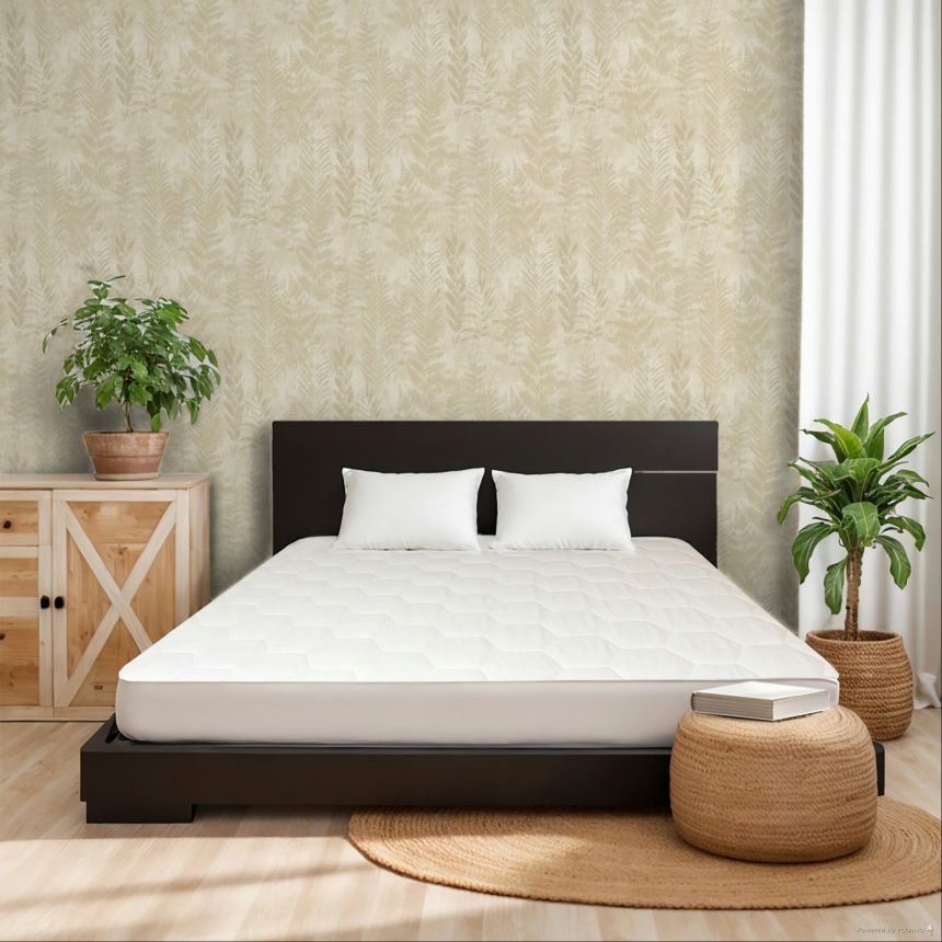 Béžová vliesová tapeta s listami, RE25151, Reflect, Decoprint