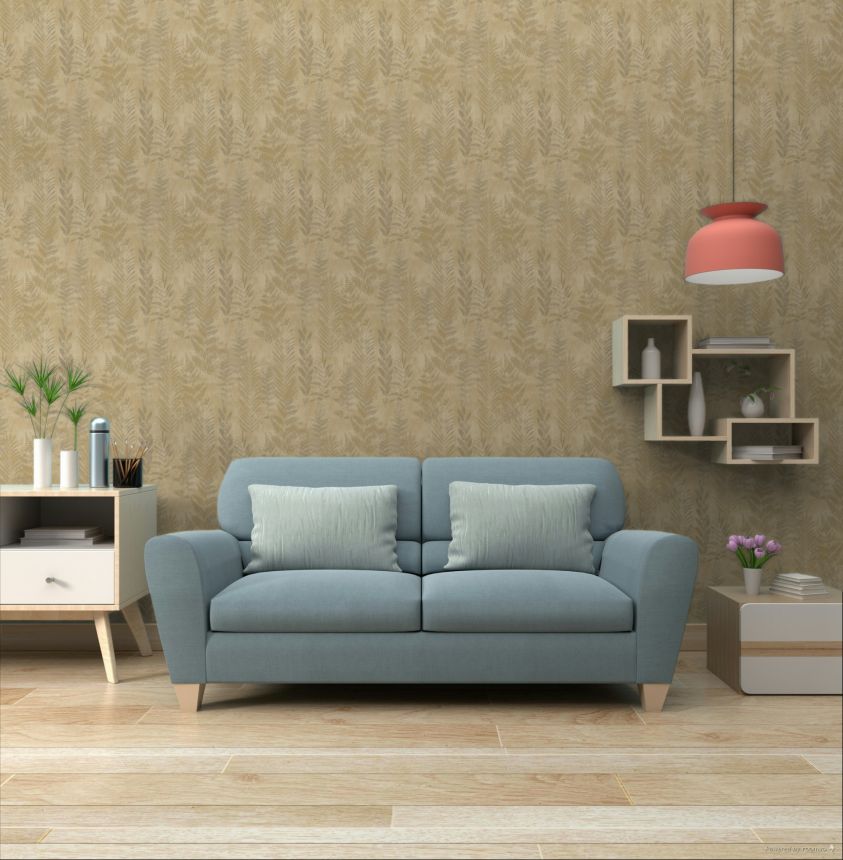 Hnedá vliesová tapeta s listami, RE25152, Reflect, Decoprint