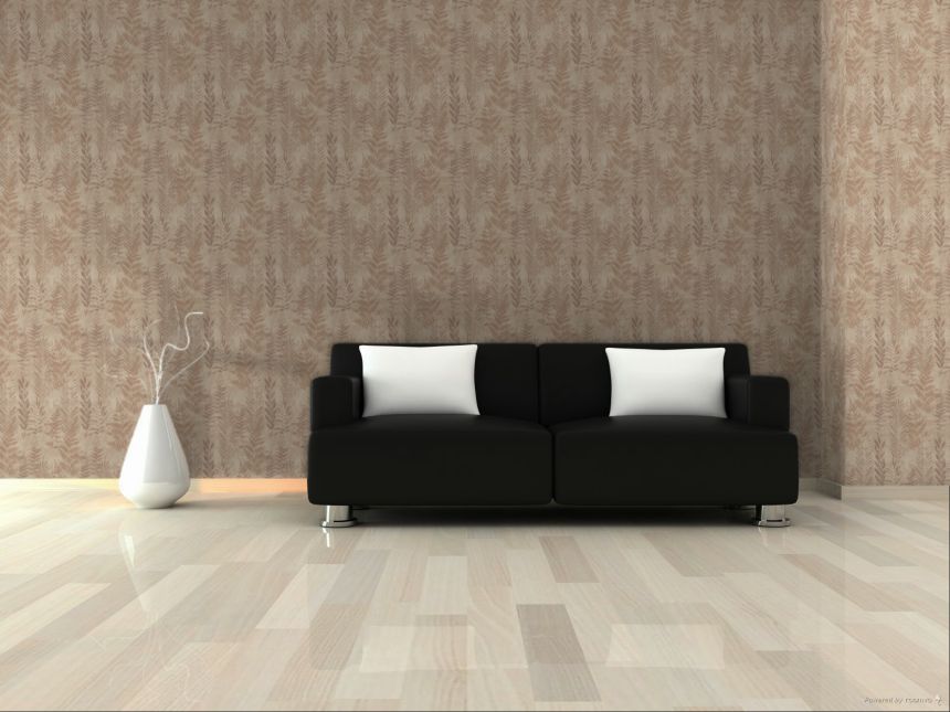 Terakotová vliesová tapeta s listami, RE25153, Reflect, Decoprint