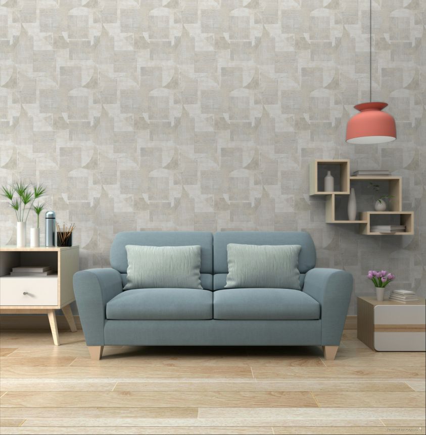 Sivo-béžová geometrická vliesová tapeta, RE25160, Reflect, Decoprint