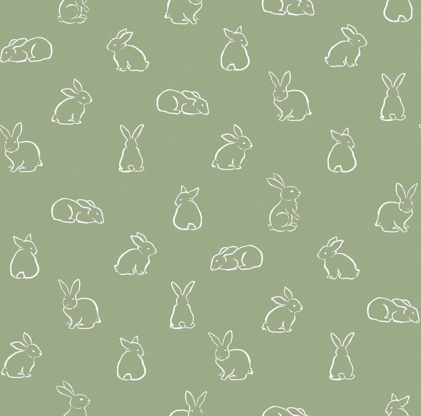 Zelená detská vliesová tapeta so zajačikmi, 17145, MiniMe, Cristiana Masi by Parato