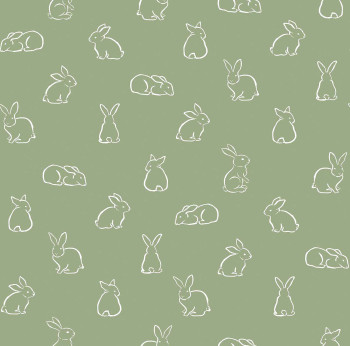 Zelená detská vliesová tapeta so zajačikmi, 17145, MiniMe, Cristiana Masi by Parato