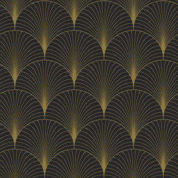 Vliesová tapeta na stenu, Art deco, čierno-zlatá, 139457, Bloom, Esta Home
