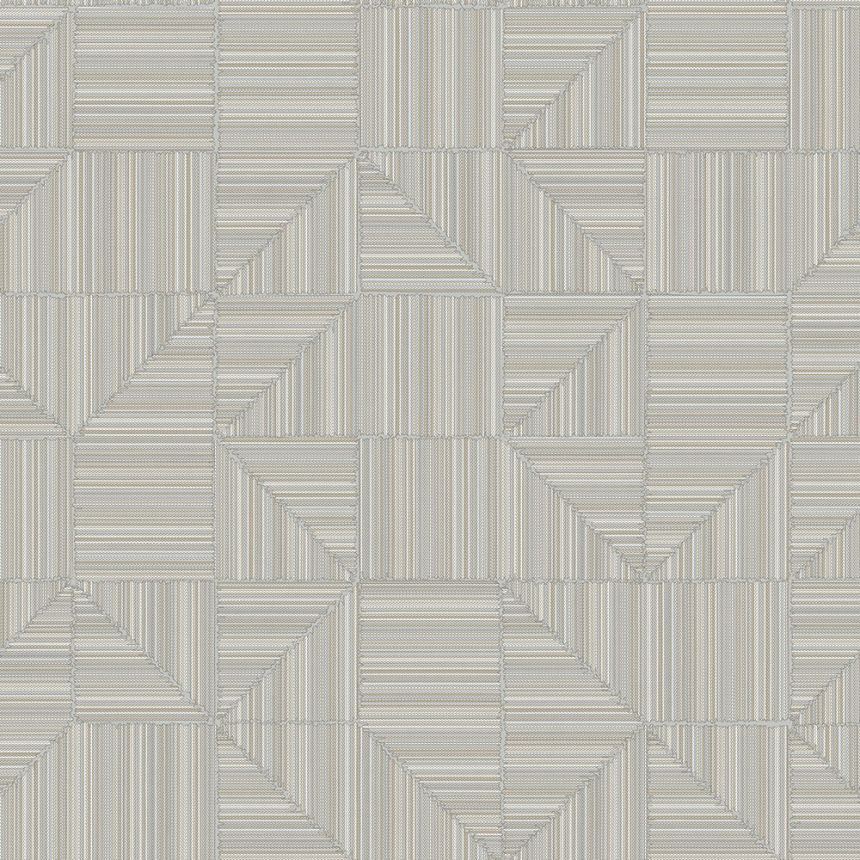 Geometrická tapeta, sivo-béžová, imitácia látky, 23209-3, Omega, AdaWall