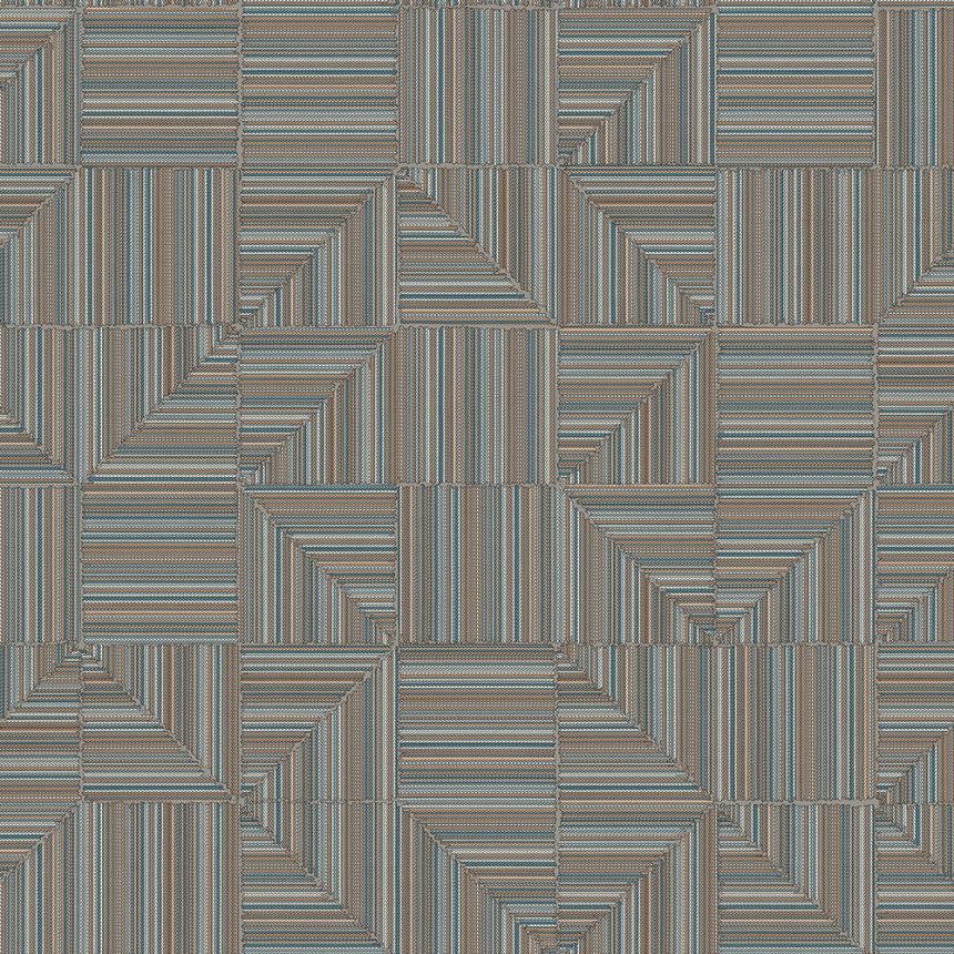 Geometrická tapeta, modro-hnedá, imitácia látky, 23209-4, Omega, AdaWall